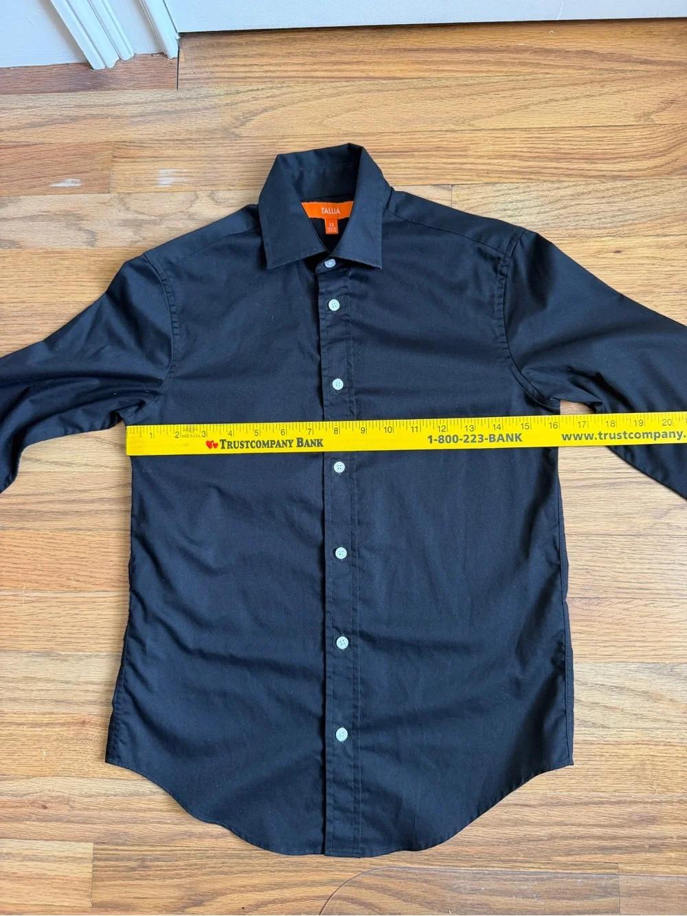TALLIA Boys Solid Black Dress Shirt size 12